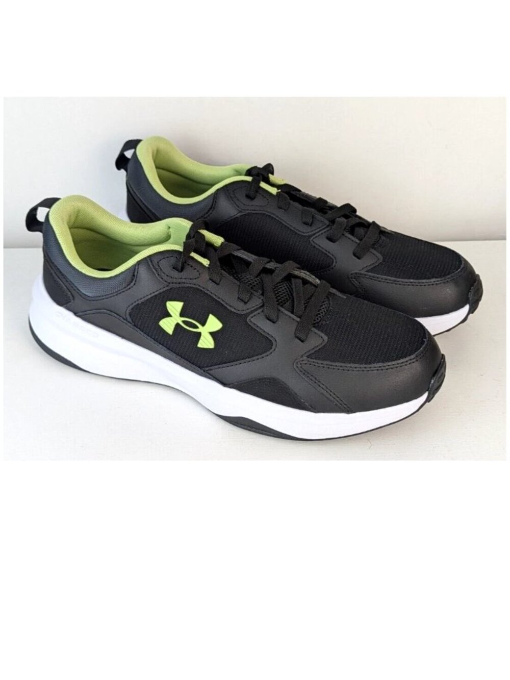Men's 12.5 - Under Armour Charged Edge Training Shoes -Black Morph Green